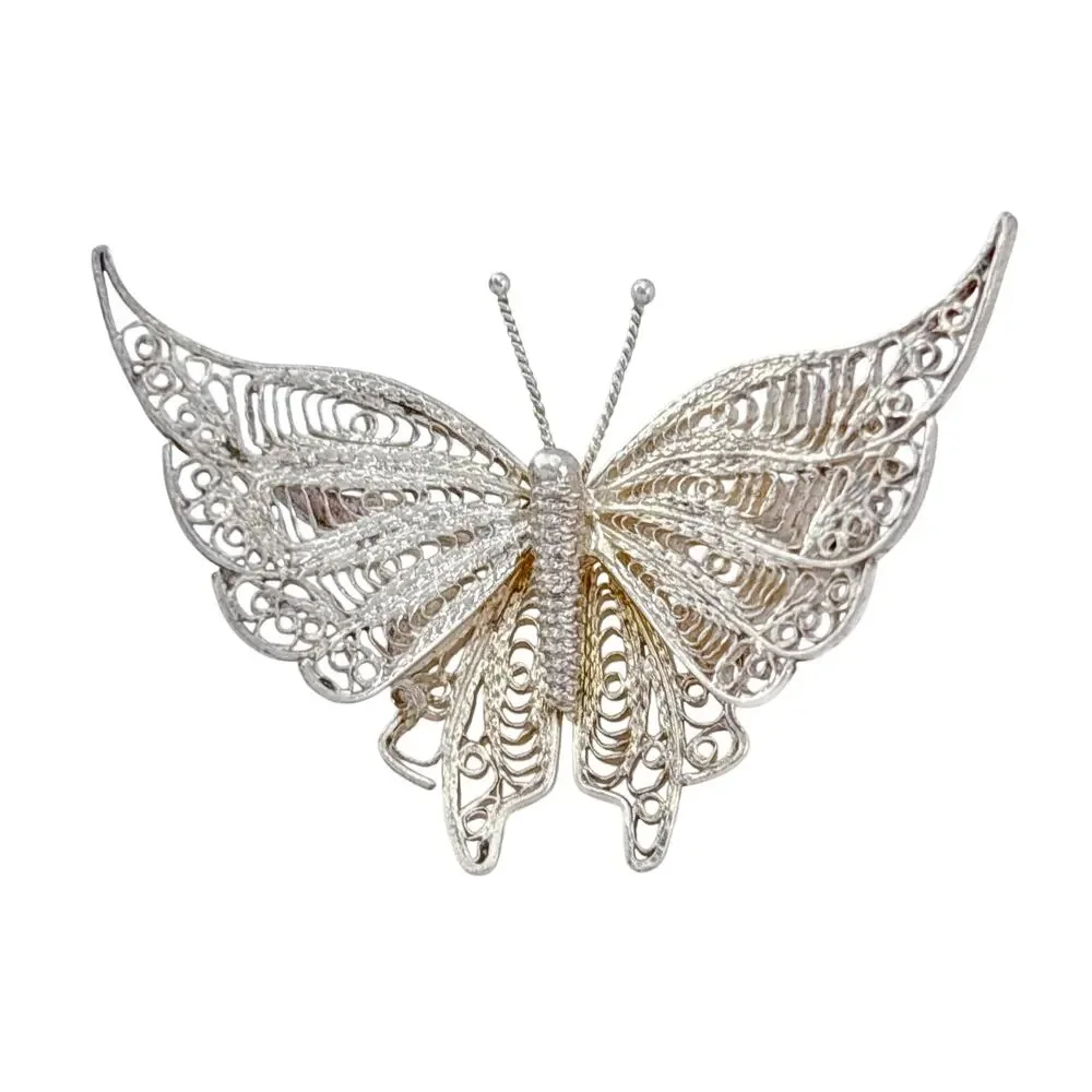 Vintage Sterling Silver 925 Filigree Butterfly Brooch